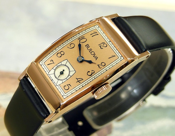 1940's Vintage BULOVA , Stunning SALMON Dial, Serviced & Warranty