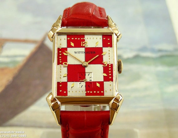 1950's Vintage Wittnauer, Stunning Red & Silver D… - image 3