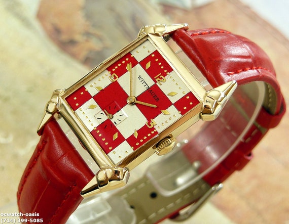 1950's Vintage Wittnauer, Stunning Red & Silver D… - image 1
