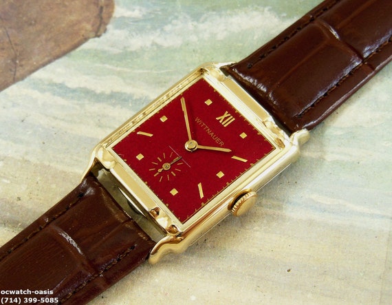 1950's Vintage WITTNAUER, Stunning Maroon Dial, S… - image 2