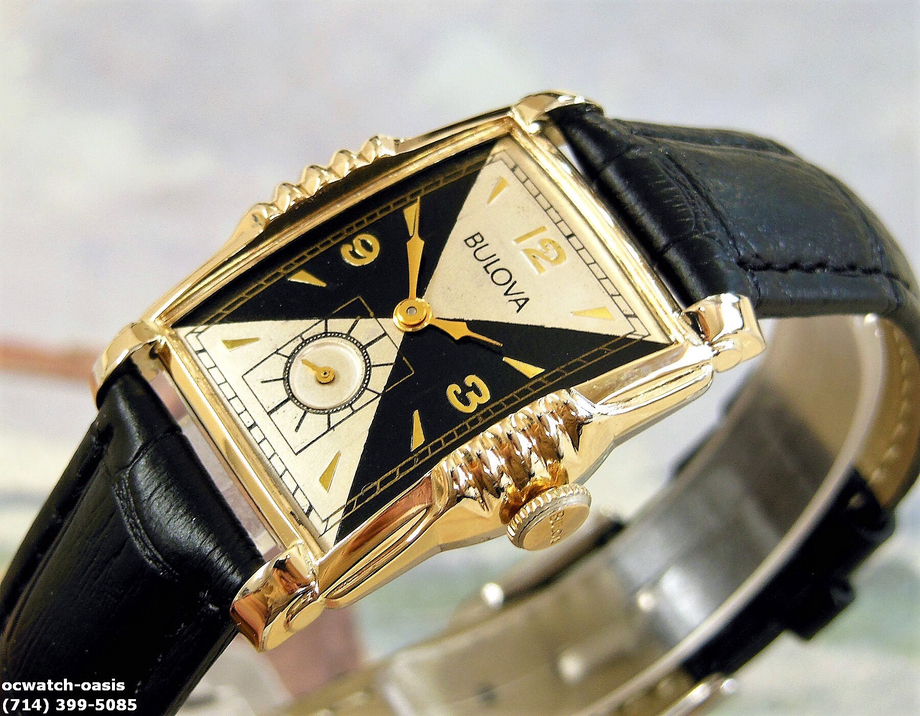 1952 Vintage BULOVA President Stunning 2 Tone Silver Black Dial Serviced Etsy UK