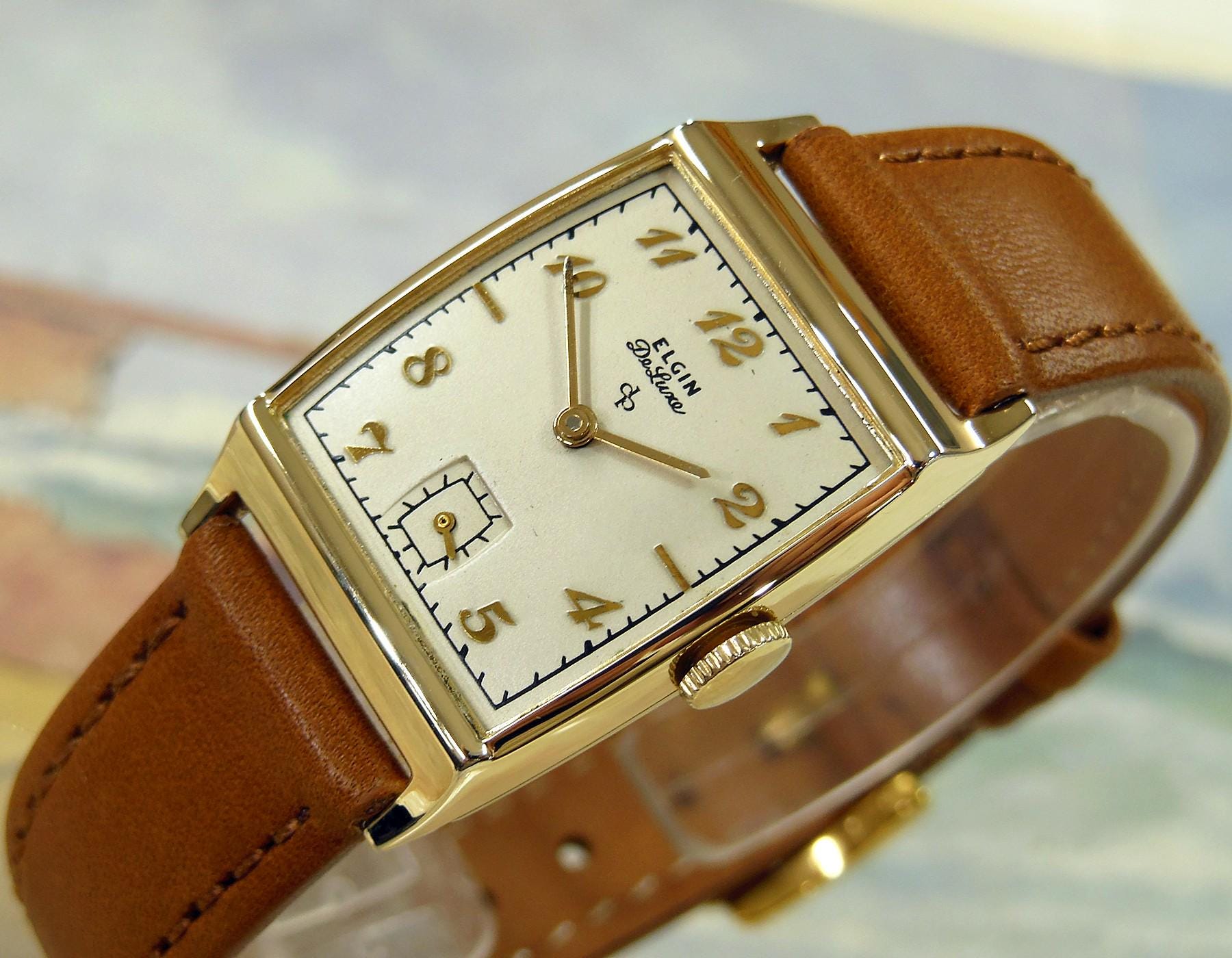 美品☆ELGIN（エルジン）☆レクタンギュラー☆ 10金張り アンティーク 