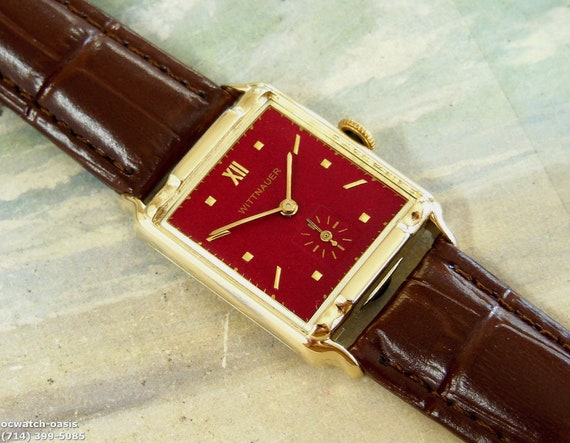 1950's Vintage WITTNAUER, Stunning Maroon Dial, S… - image 3