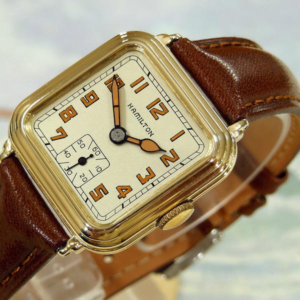 HAMILTON GREENWICH vintage de 1930, impresionante esfera plateada, con servicio técnico y garantía.