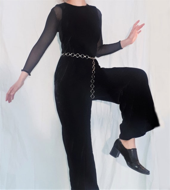 2016 Zara Cropped Black Velvet Jumpsuit 