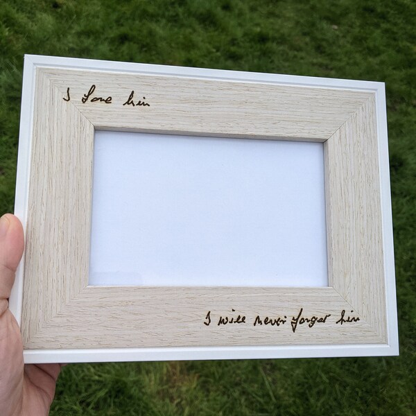 4x6 Inch - Laser engraved, personalised photo frame with your handwriting, mothers day