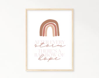 Vivero Boho Rainbow / Después de cada tormenta hay un arco iris de esperanza / Baby Girl Wall Art / Quote Prints / Descarga digital / Rainbow Baby