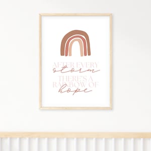 Asilo nido Boho Rainbow / Dopo ogni tempesta c'è un arcobaleno di speranza / Arte della parete per bambina / Stampe con citazione / Download digitale / Rainbow Baby