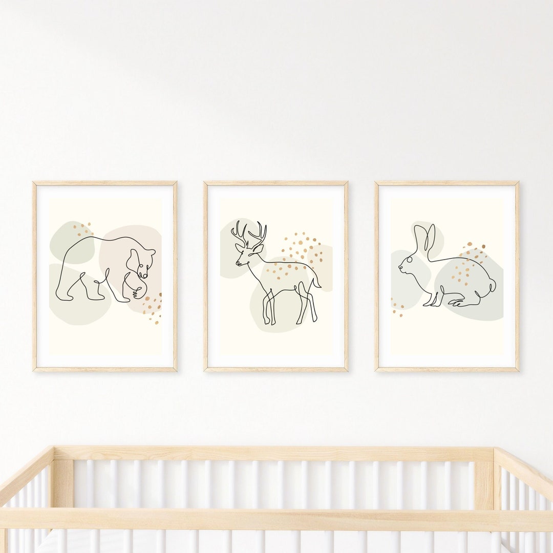 Woodland Animal Nursery Prints | Set of 3 Forest Animals | Boho Gender ...