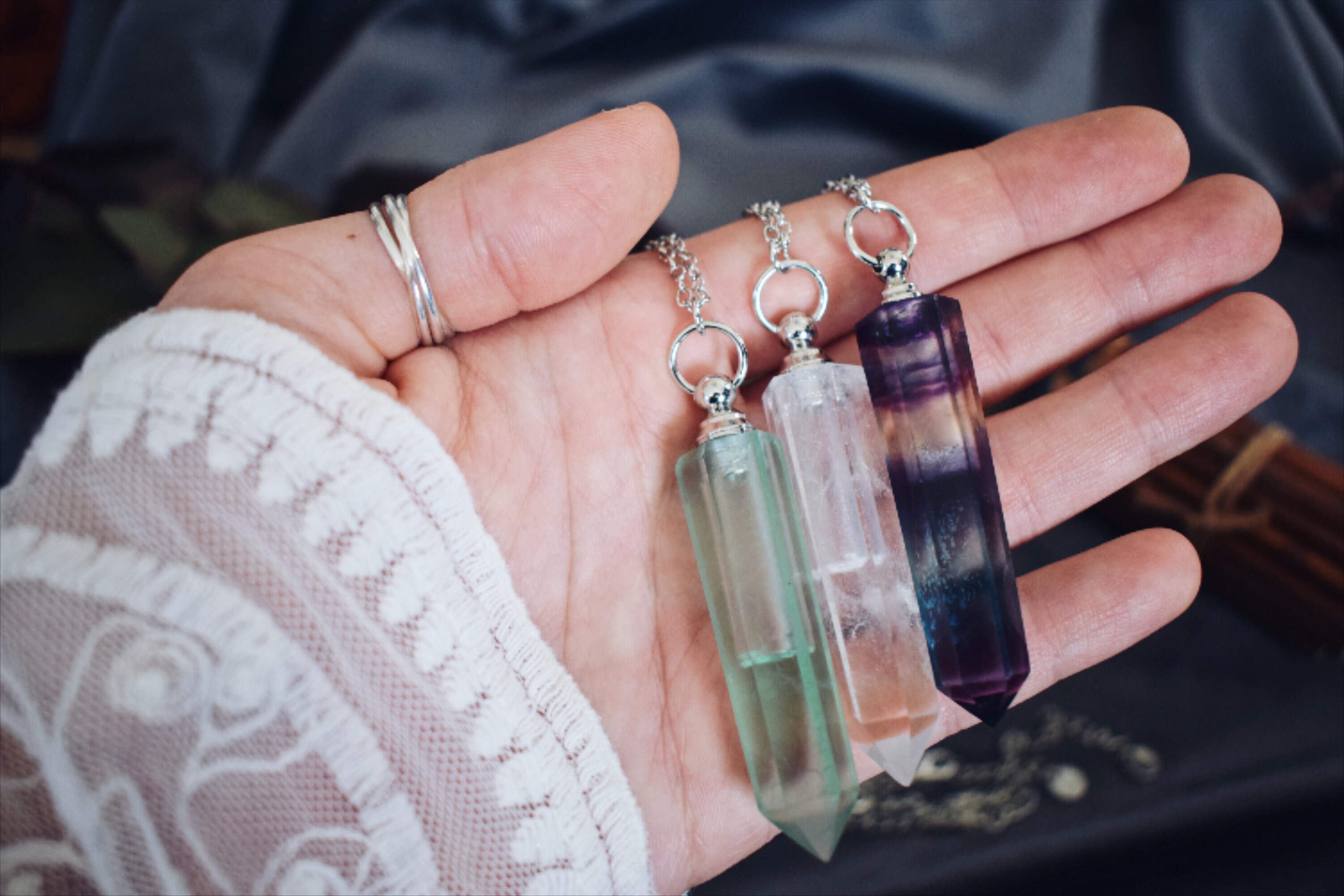 Natural Stone Perfume Bottle Pendant Quartz Crystal Etsy