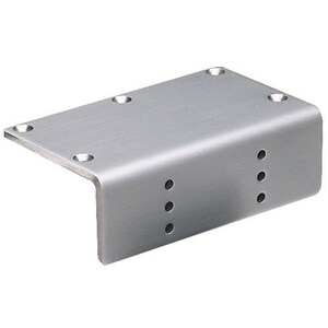 May include: A silver metal bracket with multiple holes for mounting. The bracket has a rectangular shape with a 90-degree bend.
