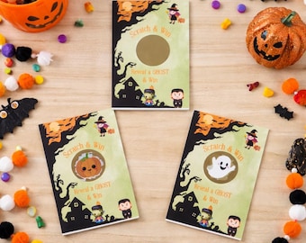 24 Halloween Scratch Off Game Cards: Spooky Party Lottery