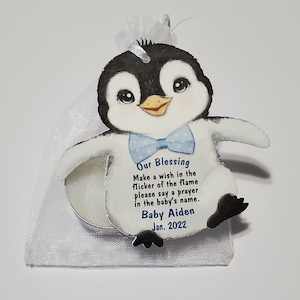 12 pcs (Dozen) Baby Penguin Candle Favor, Penguin Favor, Baby Shower Favor, Winter Theme, Baby Boy Penguin