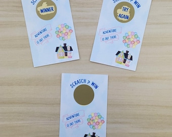PRINTED 24 Adventure Is Out There Scratch Off Card Game, Scratch Off Game, Up Theme, Baby Shower Game, Party Game, Lottery Game (24 Cards)