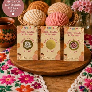 Conchita Baby Shower Scratch Off Game, Little Concha in Oven Cards