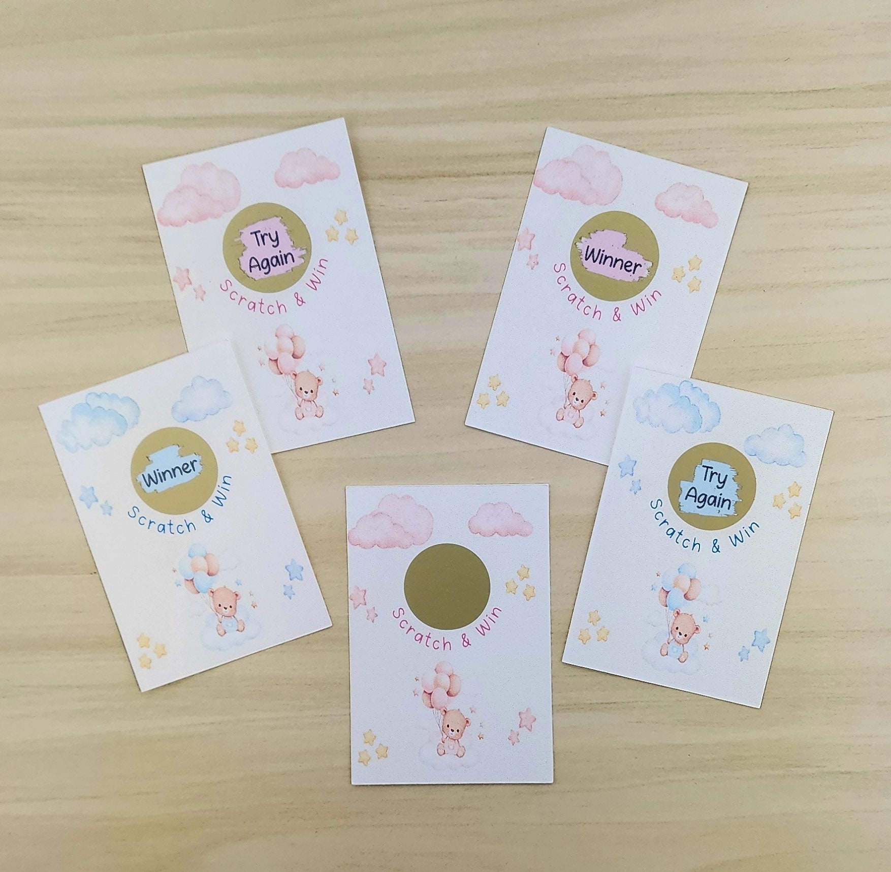 Teddy Bear Scratch Off Game: Baby Shower Lottery, 24 Piece