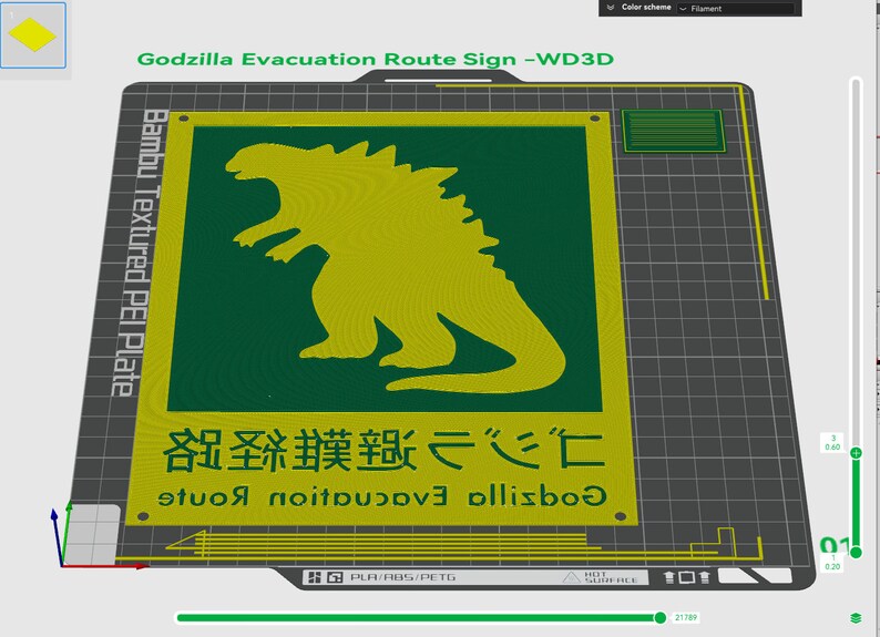 Godzilla Evacuation Route Sign - 3D Printer Files (3MF & STL) - Etsy