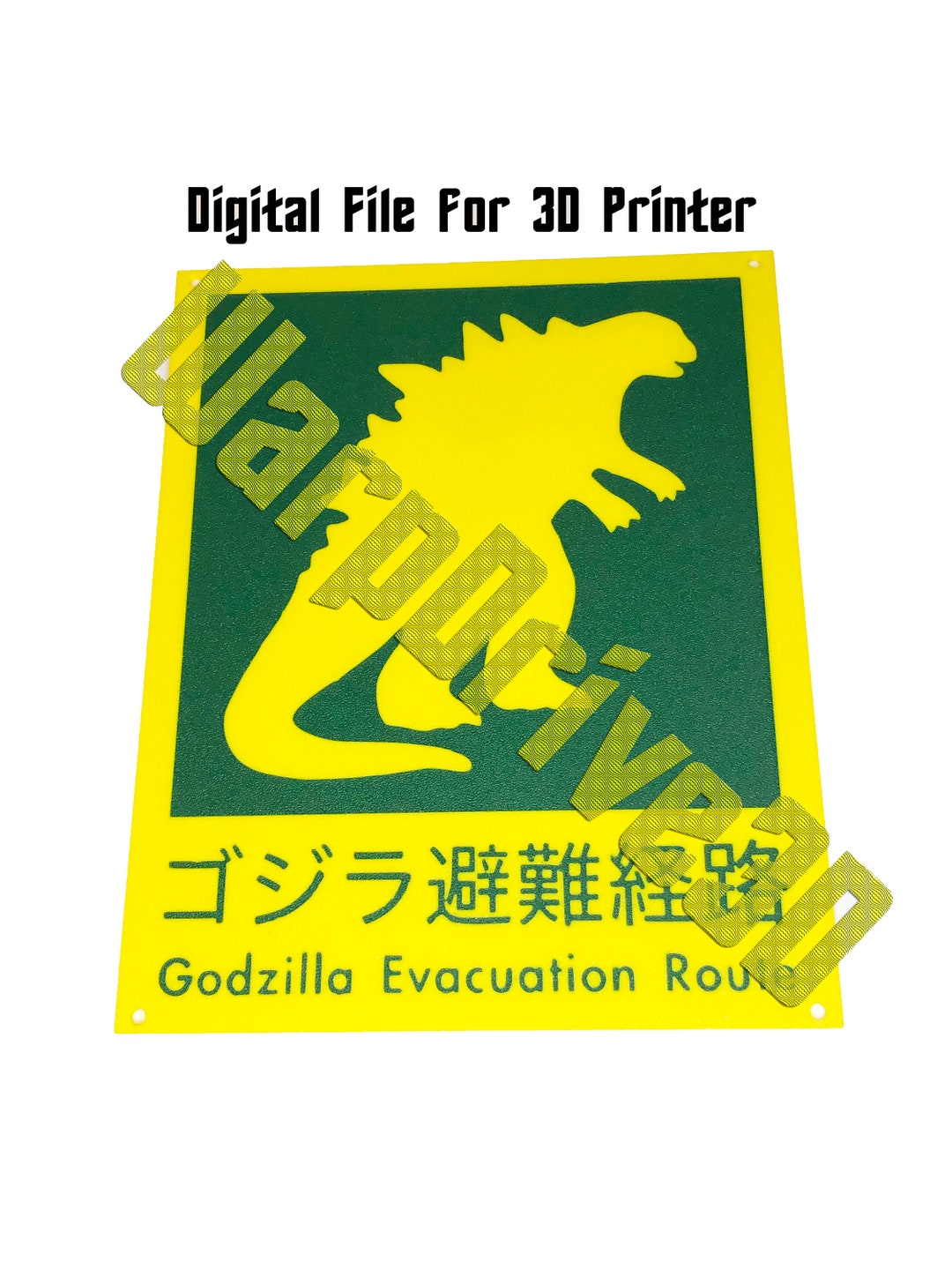 Godzilla Evacuation Route Sign - 3D Printer Files (3MF & STL) - Etsy