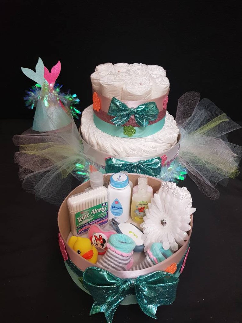 Mermaid Diaper Cake Or Kit W Storage Container