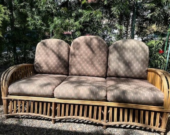 Vintage Heywood Wakefield  Sofa, Attributed to Gilbert Rhode , Needs Refinish, Needs Reupholstery, Local Pickup Only in LA