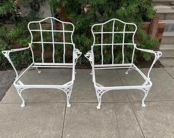 Russell Woodard  MCM Vintage Iron Patio/Garden Chairs, Two