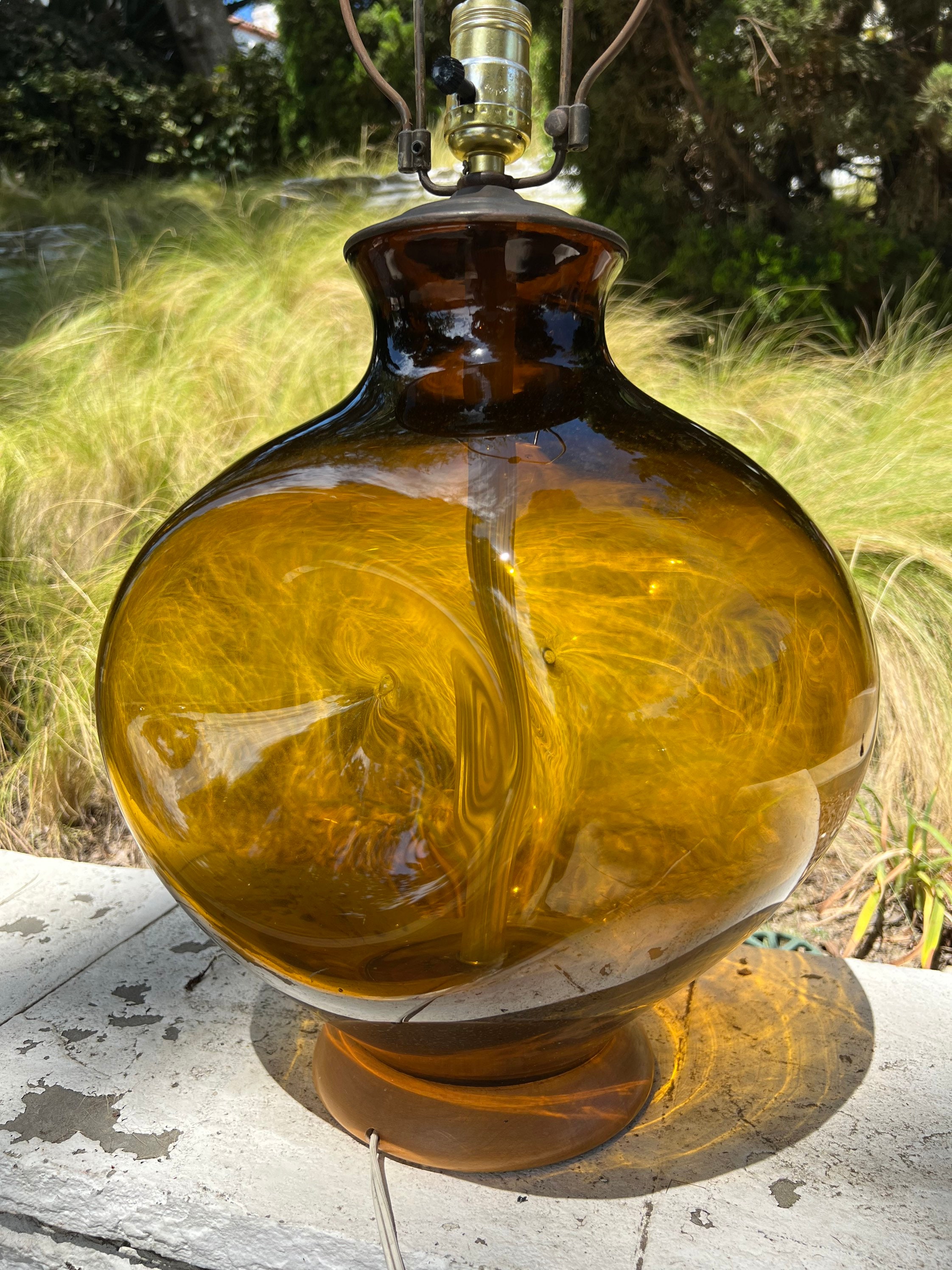 Vintage Blenko Art Glass Lamp Etsy