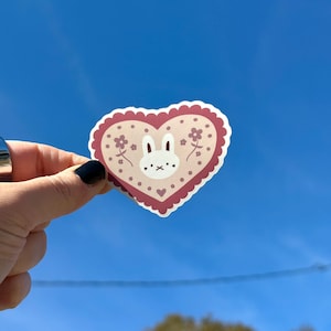 Cute Bunny Heart Sticker | Miffy Inspired Kawaii Illustration Matte Waterproof Decal