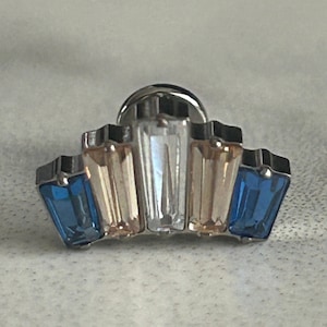 Rectangle Fan Gem Tragus Helix Conch Cartilage Piercing Bar Stud Internally Thread Titanium Blue Clear Champagne 16g