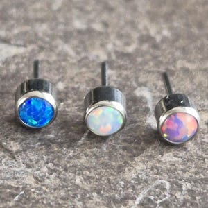 Threadless Push Pin Opal Top Titanium 3mm Labret Tragus Helix Conch Philtrum