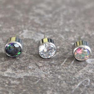 Threadless Push Pin Gem Top Titanium 4mm Labret Tragus Helix Conch Philtrum