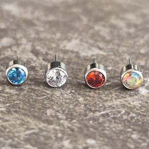 Threadless Push Pin Gem Top Titanium 3mm Labret Tragus Helix Conch Philtrum