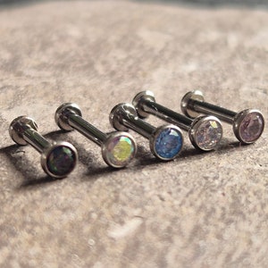 Push Fit Gem Tragus Helix Conch Philtrum Labret Stud Titanium 16g