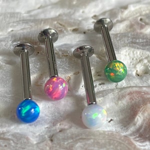 Internally Threaded Simulated Opal Ball Tragus Bar Stud Helix Conch Cartilage Philtrum Labret Monroe Tragus Earring