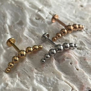 Curve Crescent Ball Beaded Internally Threaded Cartilage Tragus Conch Helix Upper Ear Stud Bar