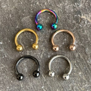 Horseshoe Earring Helix Conch Tragus Labret Septum Ring Barbell Ear Lip Eyebrow Nose Bar 8mm 16g image 2