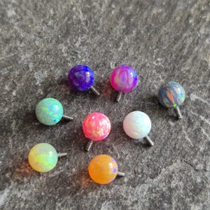Titanium Opal Ball Top Replacement For Labret Tragus Helix Conch Philtrum Internal Thread