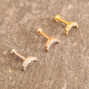Gem Moon Tragus Conch Helix Tragus Cartilage Bar Earring Stud 16g Internally Threaded