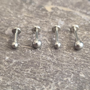 Basic Push In Ball Labret Monroe Implant grade Titanium Conch Helix Tragus Cartilage Stud Bar 16g