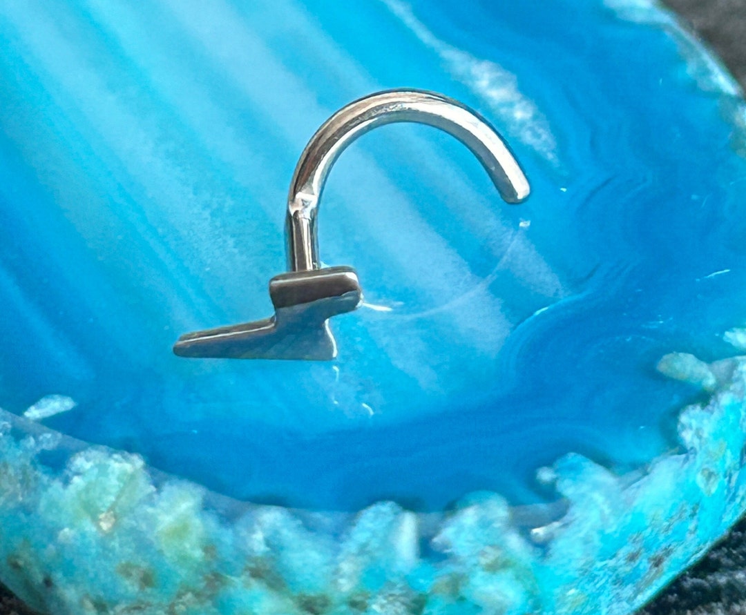 Lightning Bolt Nose Stud Hook Threadless Novelty Piercing Titanium