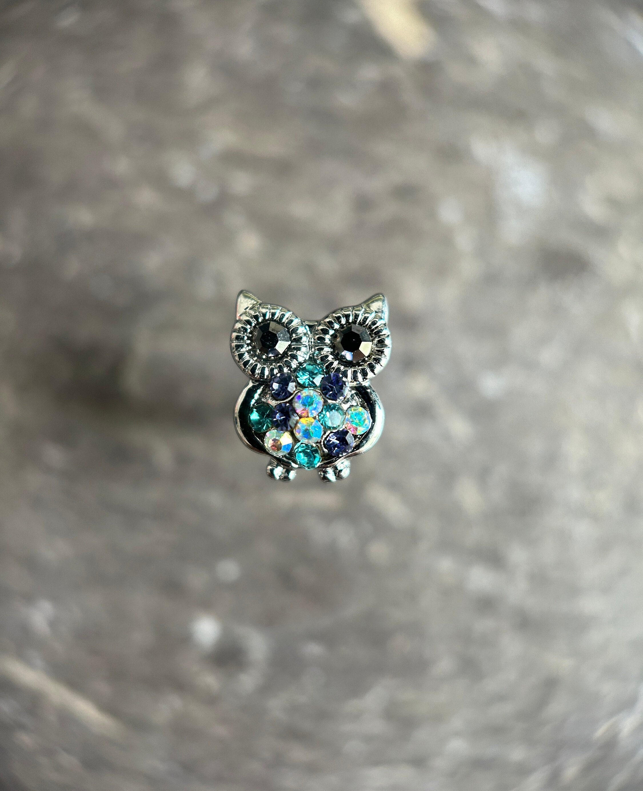 Gem Owl Tragus Stud: Rainbow Surgical Steel Internally Threaded Bar