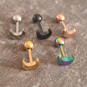 16g スチール ムーン クレセント トラガス コンク ヘリックス 軟骨スタッド