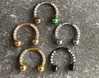 Implant Grade Titanium Horseshoe Barbell Septum Nose Ring Cartilage Daith Helix Ring Hoop Hypoallergenic