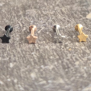 Star Earring Internally Threaded Helix Tragus Cartilage Conch Philtrum Stud 16g Pack of 4