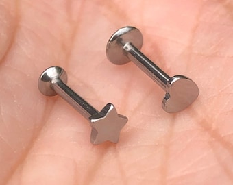 16g 内ネジ スター ハート イヤリング ヘリックス トラガス 軟骨 コンク ピアス スタッド