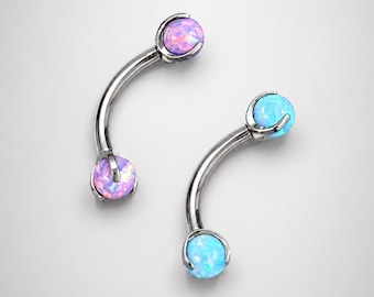 ASTM F136 Titanium Curved Barbell Opal Eyebrow Daith Helix Bar 16g