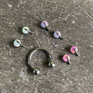 Implant grade Titanium Internally Threaded Horseshoe Barbell Replacement Opal Claw Set Balls Lip Eyebrow Tragus Cartilage Conch 16g