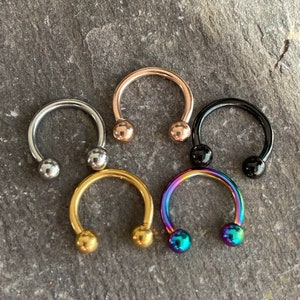 Horseshoe Earring Helix Conch Tragus Labret Septum Ring Barbell Ear Lip Eyebrow Nose Bar 8mm 16g image 1