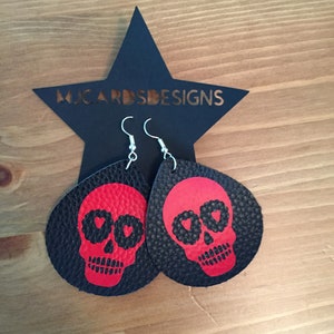 Sugar skull red and black earrings