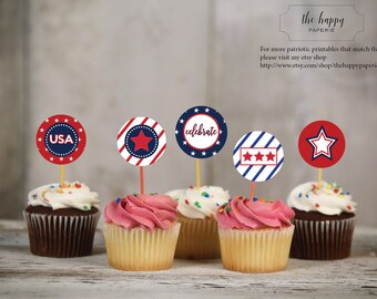 Patriotic Cupcake Treat Toppers