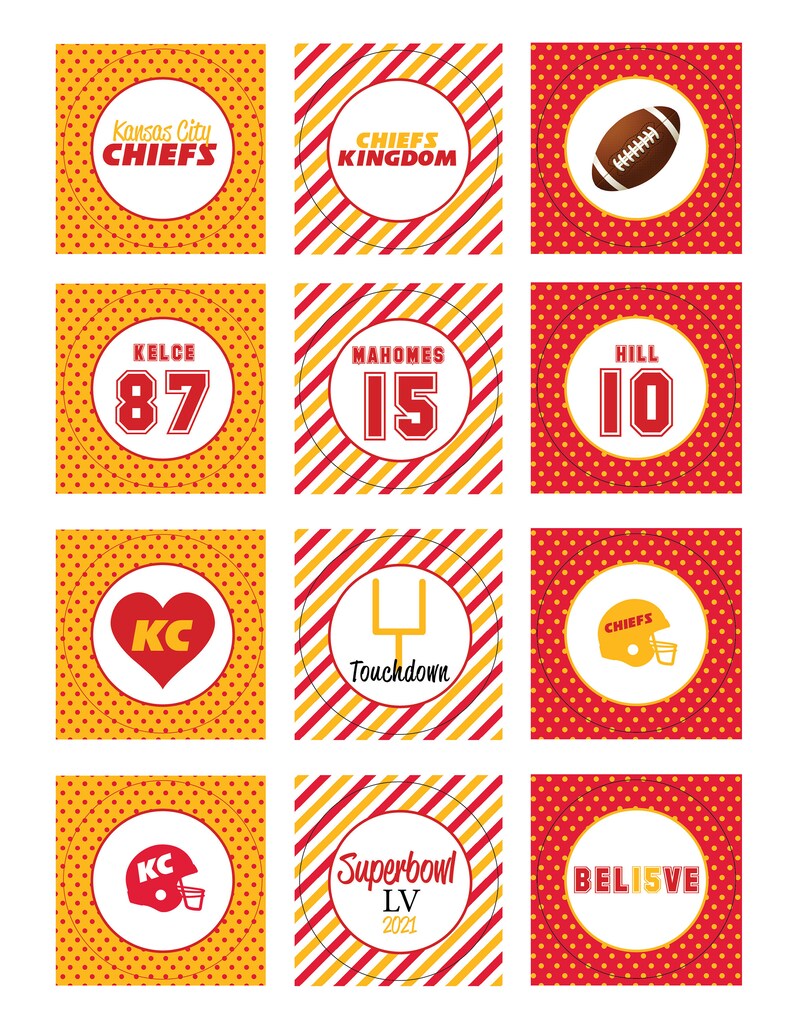 Kansas City Chiefs Cupcake Toppers, Digital Download - Etsy